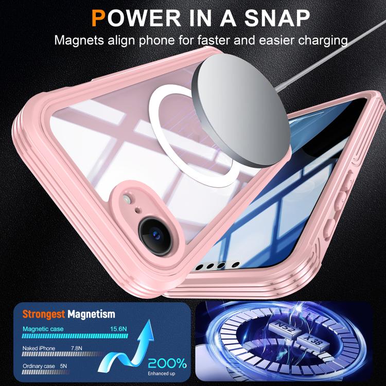 For iPhone 16e RedPepper Tempered Glass MagSafe Phone Case(Pink) by RedPepper