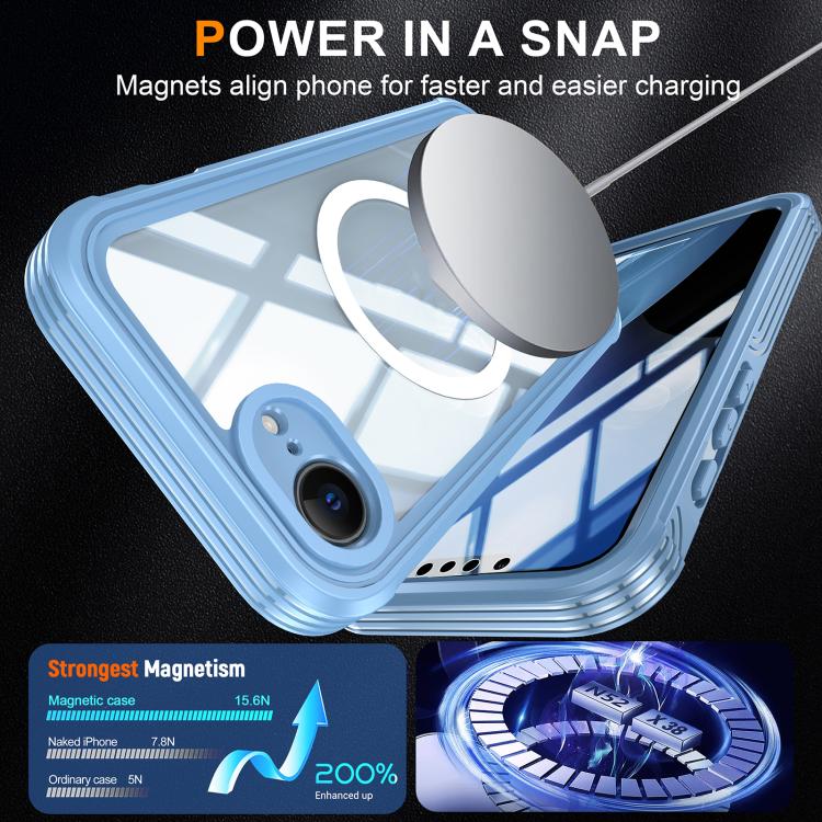 For iPhone 16e RedPepper Tempered Glass MagSafe Phone Case(Blue) by RedPepper