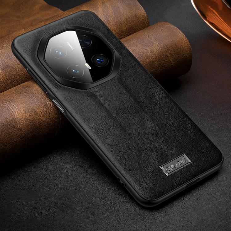 For Huawei Mate 70 RS Ultimate SULADA Shockproof TPU Hybrid Handmade Leather Phone Case(Black) by SULADA