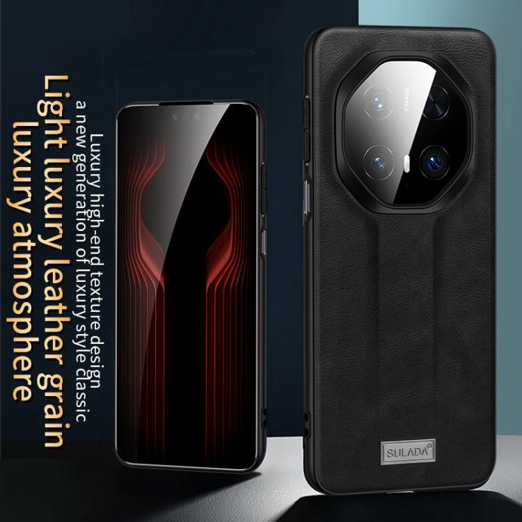 For Huawei Mate 70 RS Ultimate SULADA Shockproof TPU Hybrid Handmade Leather Phone Case(Black) by SULADA