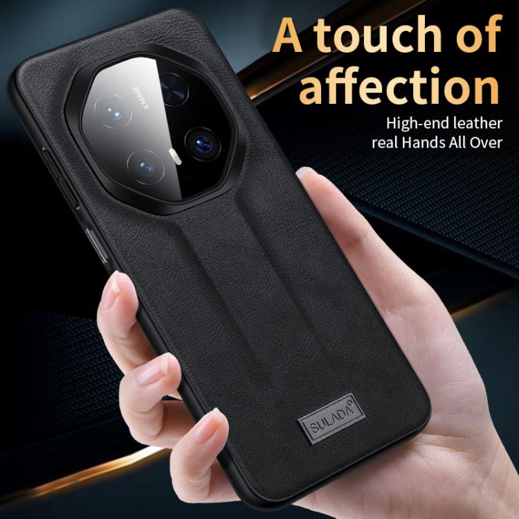 For Huawei Mate 70 RS Ultimate SULADA Shockproof TPU Hybrid Handmade Leather Phone Case(Black) by SULADA