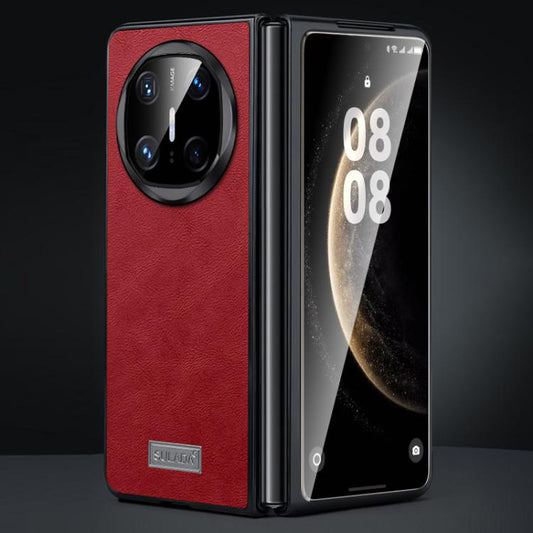 For Huawei Mate X6 SULADA Shockproof TPU Hybrid Handmade Leather Phone Case(Red) by SULADA