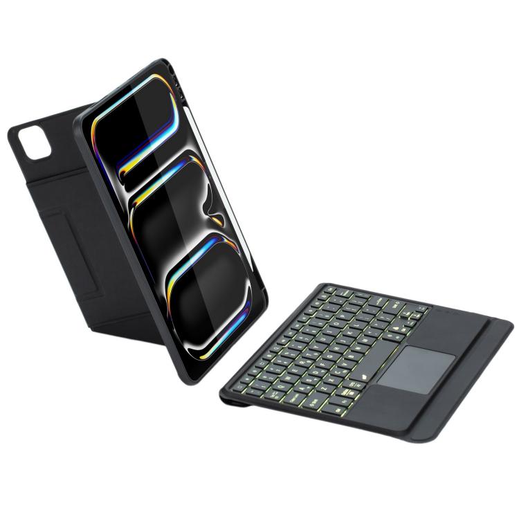 For iPad Pro 11 2024 Holder Floating Detachable Backlight Keyboard Tablet Leather Case with Touchpad(Black) by bashfashion