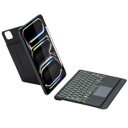 For iPad Pro 11 2024 Holder Floating Detachable Backlight Keyboard Tablet Leather Case with Touchpad(Black) by bashfashion