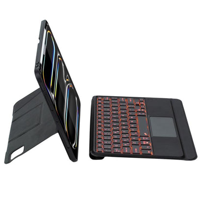 For iPad Pro 11 2024 Holder Floating Detachable Backlight Keyboard Tablet Leather Case with Touchpad(Black) by bashfashion