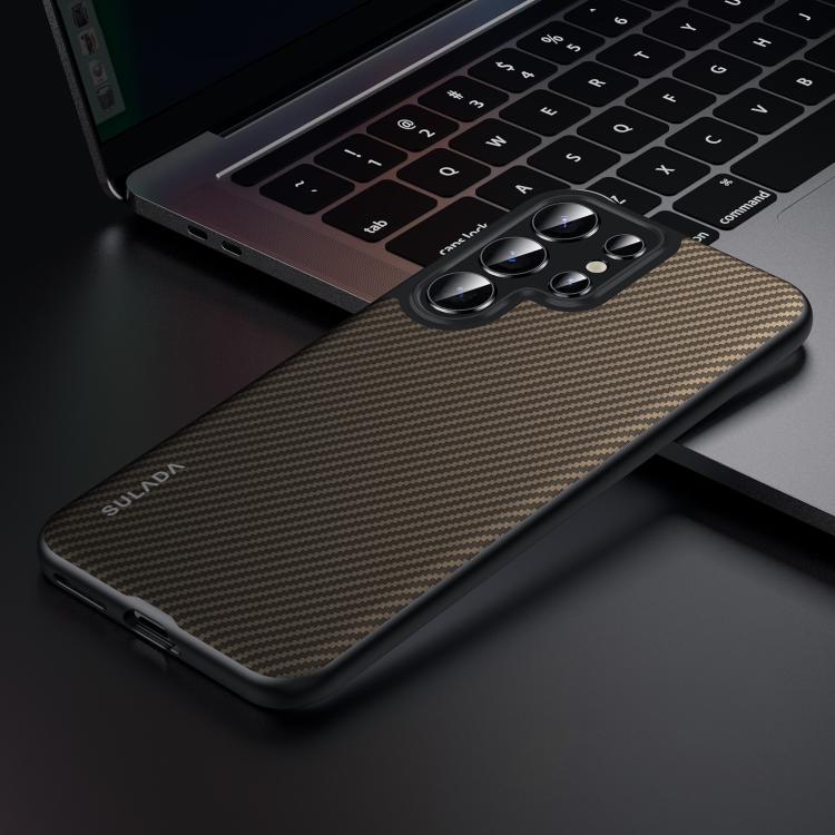 For Samsung Galaxy S25 Ultra 5G SULADA 600D Kevlar Texture PC Shockproof Phone Case(Brown) by SULADA