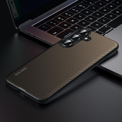 For Samsung Galaxy S25+ 5G SULADA 600D Kevlar Texture PC Shockproof Phone Case(Brown) by SULADA