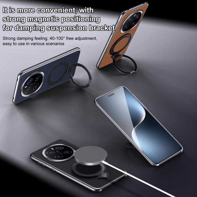 For Honor Magic7 Pro SULADA Top Grain Leather MagSafe Magnetic Holder Phone Case(Black) by SULADA