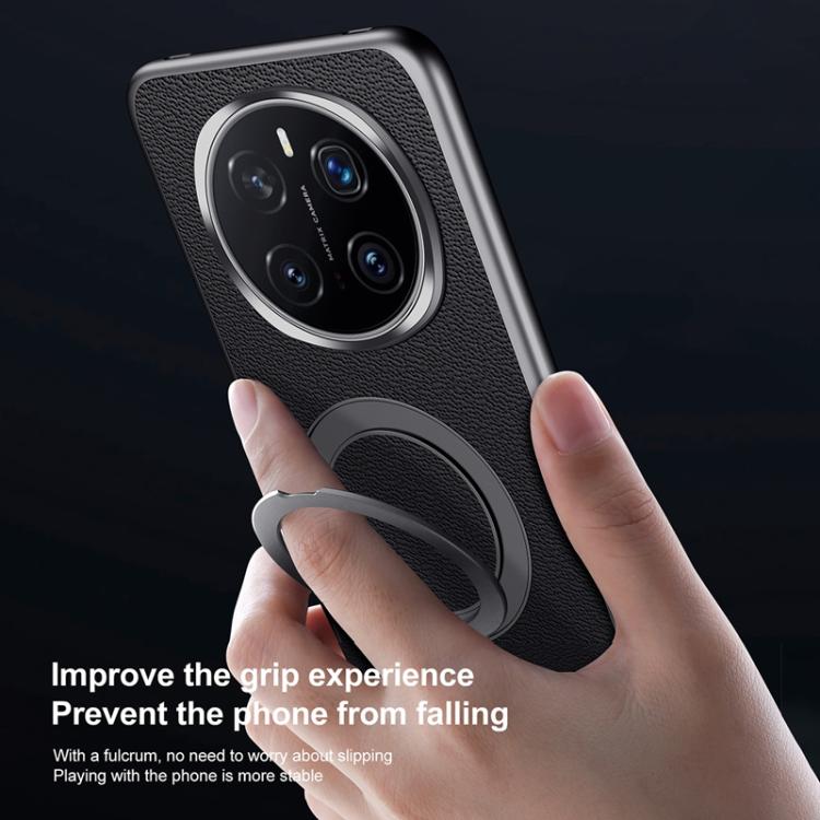 For Honor Magic7 Pro SULADA Top Grain Leather MagSafe Magnetic Holder Phone Case(Black) by SULADA