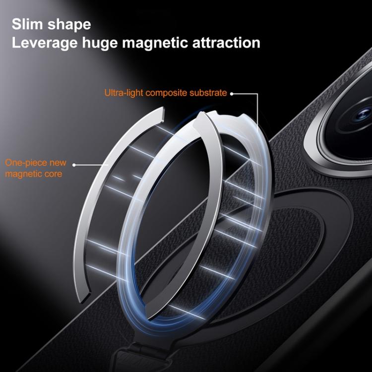 For Honor Magic7 Pro SULADA Top Grain Leather MagSafe Magnetic Holder Phone Case(Black) by SULADA