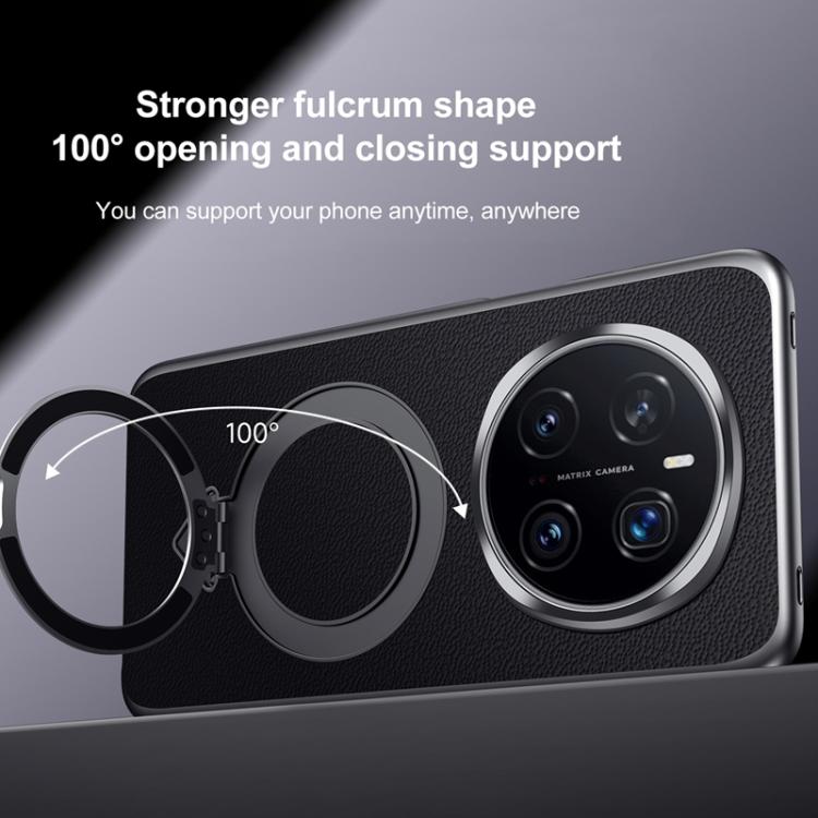 For Honor Magic7 Pro SULADA Top Grain Leather MagSafe Magnetic Holder Phone Case(Black) by SULADA