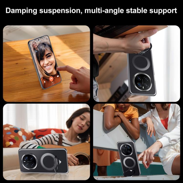 For Honor Magic7 Pro SULADA Top Grain Leather MagSafe Magnetic Holder Phone Case(Black) by SULADA