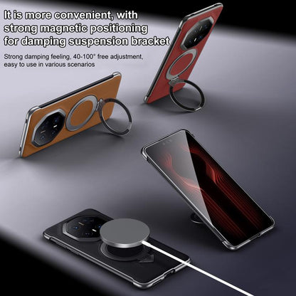 For Huawei Mate 70 RS Ultimate SULADA Top Grain Leather MagSafe Magnetic Holder Phone Case(Black) by SULADA