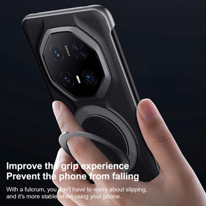 For Huawei Mate 70 RS Ultimate SULADA Top Grain Leather MagSafe Magnetic Holder Phone Case(Black) by SULADA