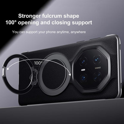 For Huawei Mate 70 RS Ultimate SULADA Top Grain Leather MagSafe Magnetic Holder Phone Case(Black) by SULADA