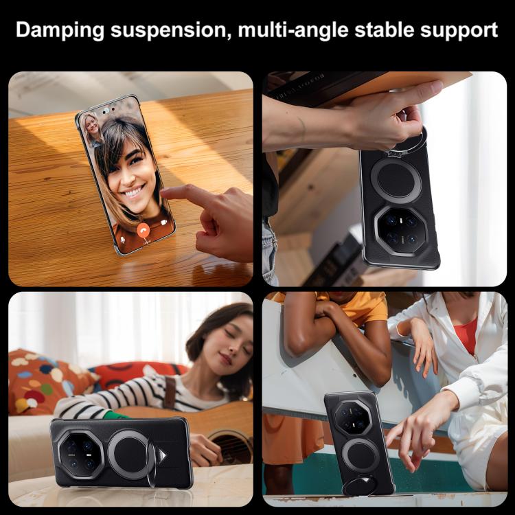 For Huawei Mate 70 RS Ultimate SULADA Top Grain Leather MagSafe Magnetic Holder Phone Case(Black) by SULADA