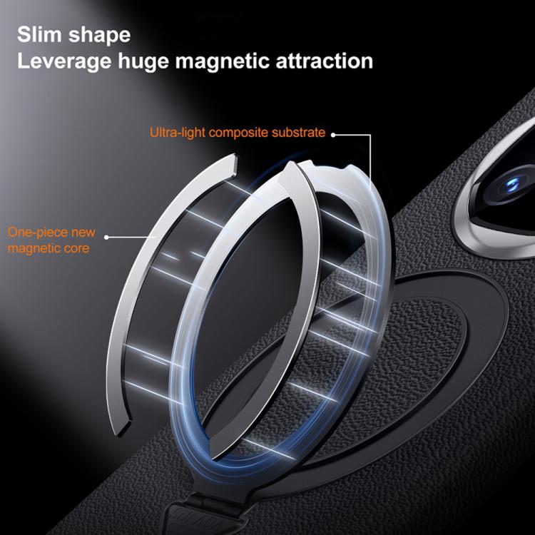 For Huawei Mate X6 SULADA Top Grain Leather MagSafe Magnetic Holder Phone Case(Black) by SULADA