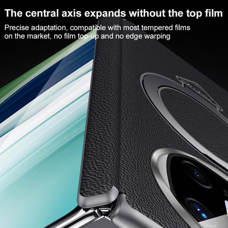 For Huawei Mate X6 SULADA Top Grain Leather MagSafe Magnetic Holder Phone Case(Black) by SULADA