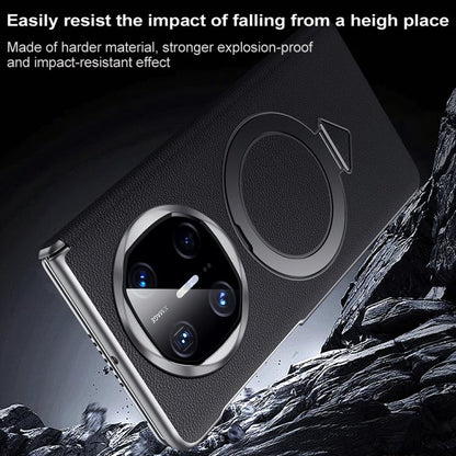 For Huawei Mate X6 SULADA Top Grain Leather MagSafe Magnetic Holder Phone Case(Black) by SULADA