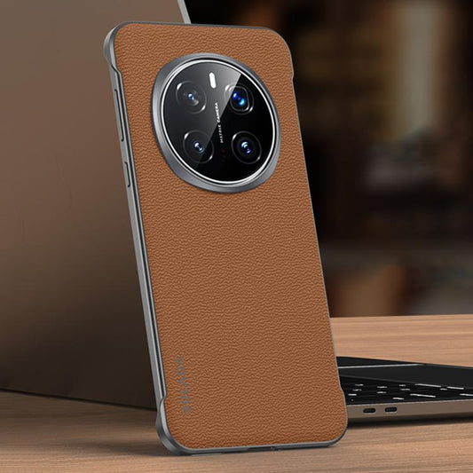 For Honor Magic7 Pro SULADA Frameless Top Layer Cowhide Leather Hybrid PC Phone Case(Brown) by SULADA