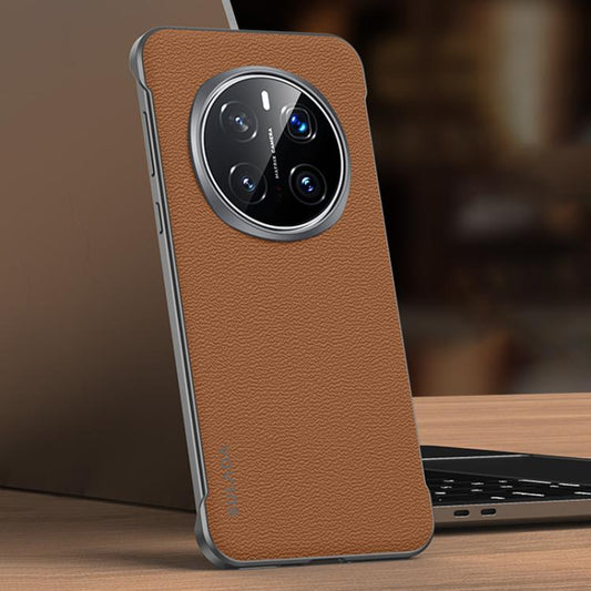 For Honor Magic7 SULADA Frameless Top Layer Cowhide Leather Hybrid PC Phone Case(Brown) by SULADA