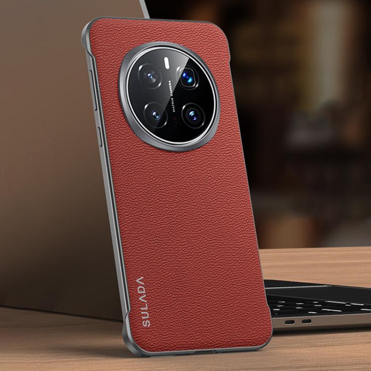 For Honor Magic7 SULADA Frameless Top Layer Cowhide Leather Hybrid PC Phone Case(Red) by SULADA