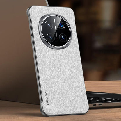 For Honor Magic7 SULADA Frameless Top Layer Cowhide Leather Hybrid PC Phone Case(White) by SULADA