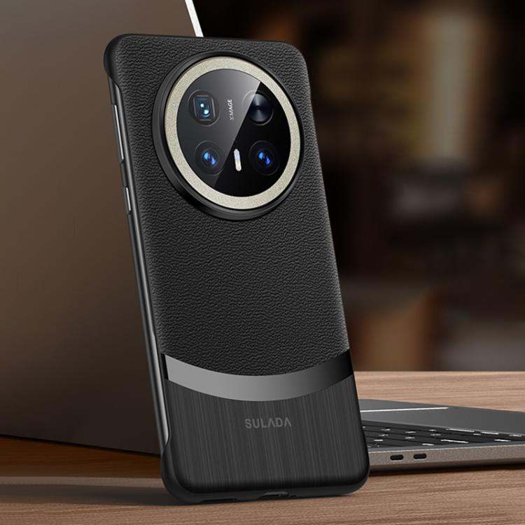 For Huawei Mate 70 Pro / Mate 70 Pro+ SULADA Frameless Top Layer Cowhide Leather Hybrid PC Phone Case(Black) by SULADA