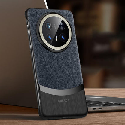 For Huawei Mate 70 Pro / Mate 70 Pro+ SULADA Frameless Top Layer Cowhide Leather Hybrid PC Phone Case(Blue) by SULADA