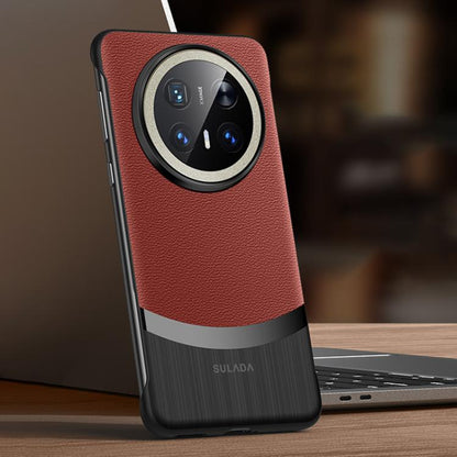 For Huawei Mate 70 Pro / Mate 70 Pro+ SULADA Frameless Top Layer Cowhide Leather Hybrid PC Phone Case(Red) by SULADA