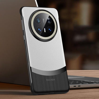 For Huawei Mate 70 Pro / Mate 70 Pro+ SULADA Frameless Top Layer Cowhide Leather Hybrid PC Phone Case(White) by SULADA