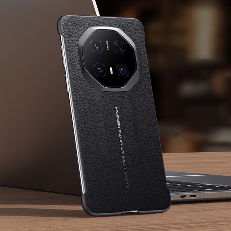 For Huawei Mate 70 RS Ultimate SULADA Frameless Top Layer Cowhide Leather Hybrid PC Phone Case(Black) by SULADA