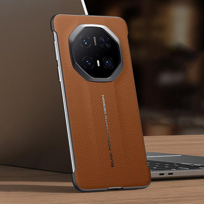For Huawei Mate 70 RS Ultimate SULADA Frameless Top Layer Cowhide Leather Hybrid PC Phone Case(Brown) by SULADA
