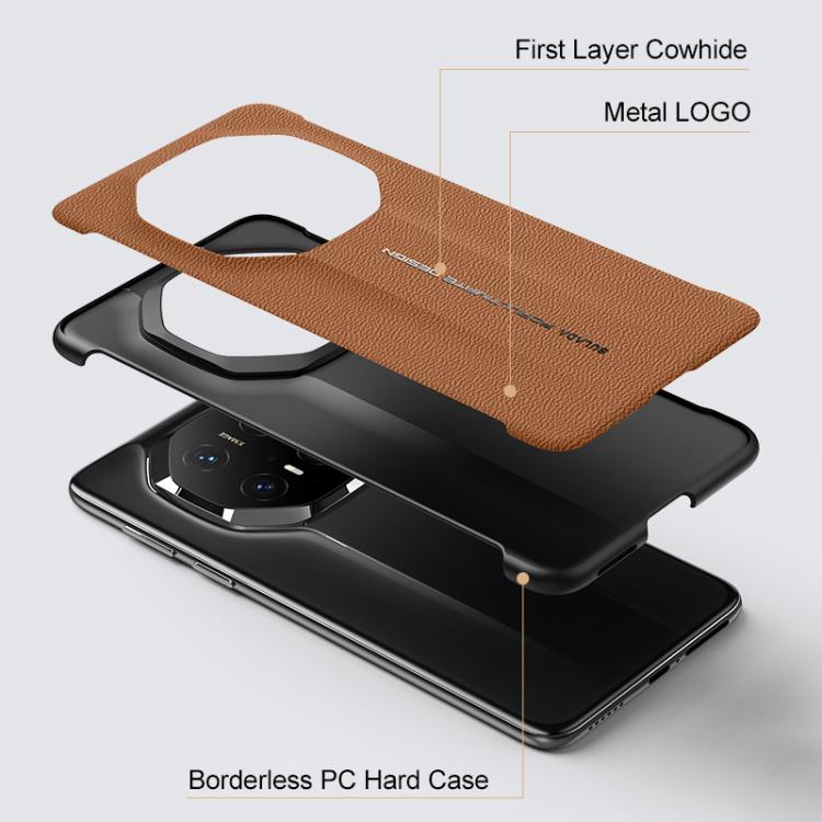 For Huawei Mate 60 RS Ultimate SULADA Frameless Top Layer Cowhide Leather Hybrid PC Phone Case(Black) by SULADA