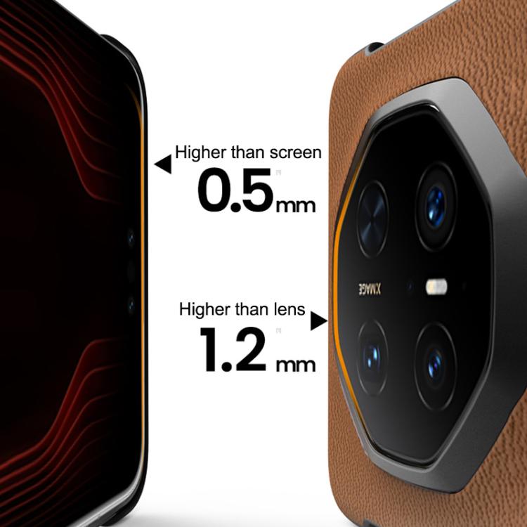 For Huawei Mate 60 RS Ultimate SULADA Frameless Top Layer Cowhide Leather Hybrid PC Phone Case(Brown) by SULADA