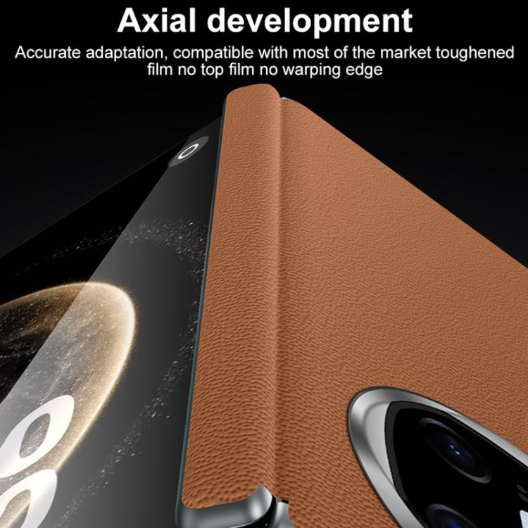 For Huawei Mate X6 SULADA Frameless Top Layer Cowhide Leather Hybrid PC Phone Case(Brown) by SULADA