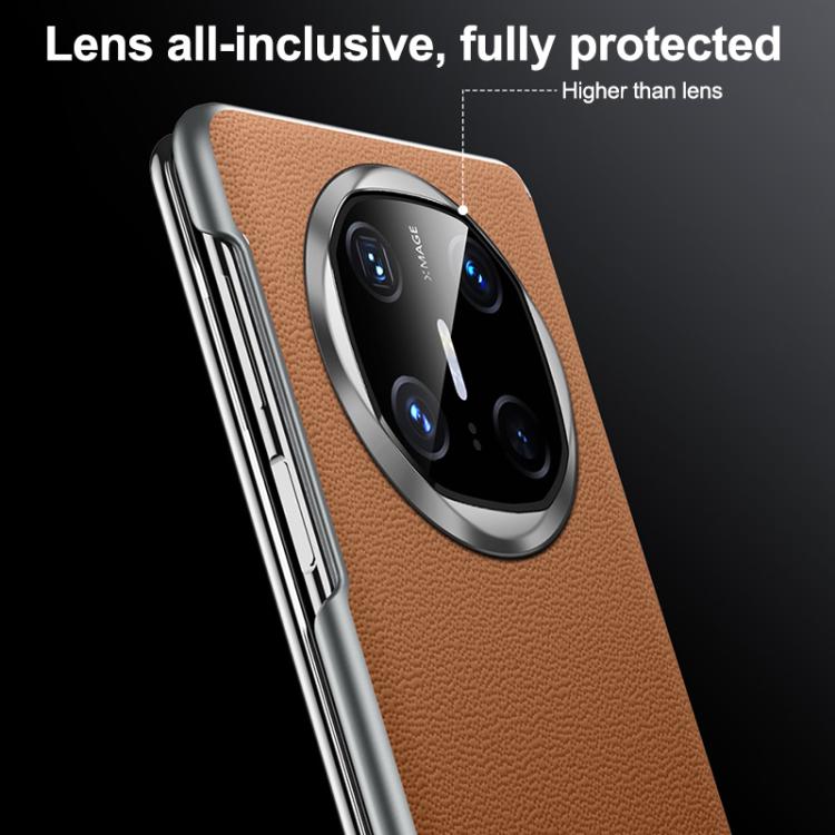 For Huawei Mate X6 SULADA Frameless Top Layer Cowhide Leather Hybrid PC Phone Case(Brown) by SULADA