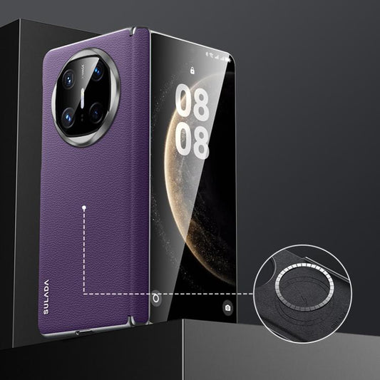 For Huawei Mate X6 SULADA Frameless Top Layer Cowhide Leather Hybrid PC Phone Case(Purple) by SULADA