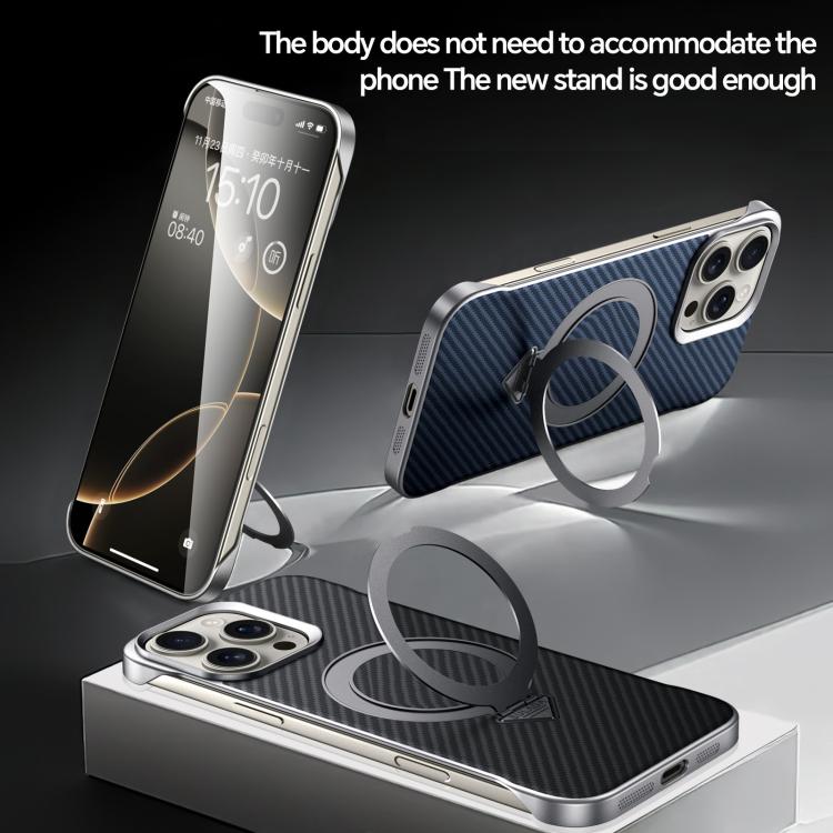 For iPhone 16 Pro SULADA Kevlar Texture MagSafe Magnetic Holder Phone Case(Black) by SULADA