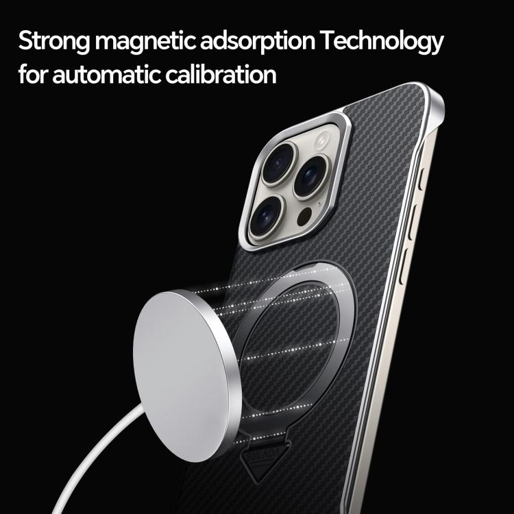 For iPhone 16 Plus SULADA Kevlar Texture MagSafe Magnetic Holder Phone Case(Brown) by SULADA