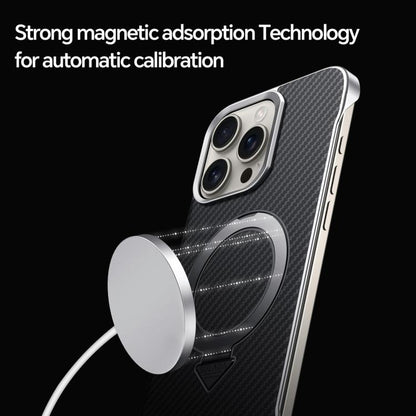 For iPhone 15 SULADA Kevlar Texture MagSafe Magnetic Holder Phone Case(Black) by SULADA