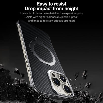 For iPhone 16 Pro Max SULADA Kevlar Texture MagSafe Magnetic Holder Phone Case(Black) by SULADA