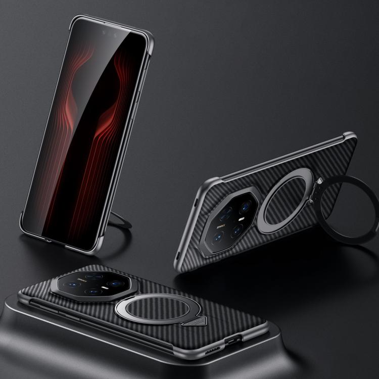 For Huawei Mate 70 RS Ultimate SULADA Kevlar Texture MagSafe Magnetic Holder Phone Case(Black) by SULADA