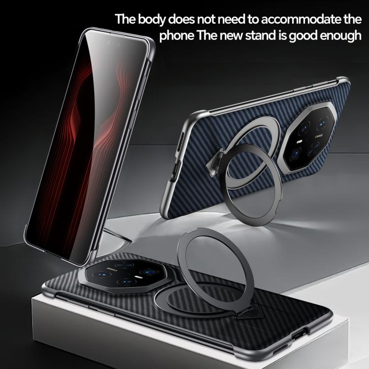 For Huawei Mate 70 RS Ultimate SULADA Kevlar Texture MagSafe Magnetic Holder Phone Case(Black) by SULADA