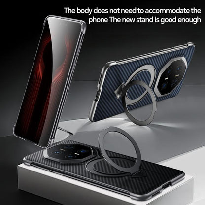 For Huawei Mate 70 RS Ultimate SULADA Kevlar Texture MagSafe Magnetic Holder Phone Case(Black) by SULADA