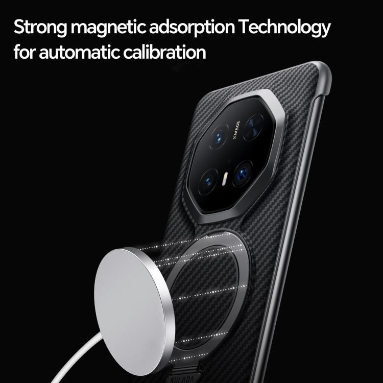 For Huawei Mate 70 RS Ultimate SULADA Kevlar Texture MagSafe Magnetic Holder Phone Case(Black) by SULADA