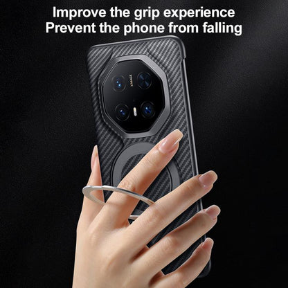 For Huawei Mate 70 RS Ultimate SULADA Kevlar Texture MagSafe Magnetic Holder Phone Case(Black) by SULADA