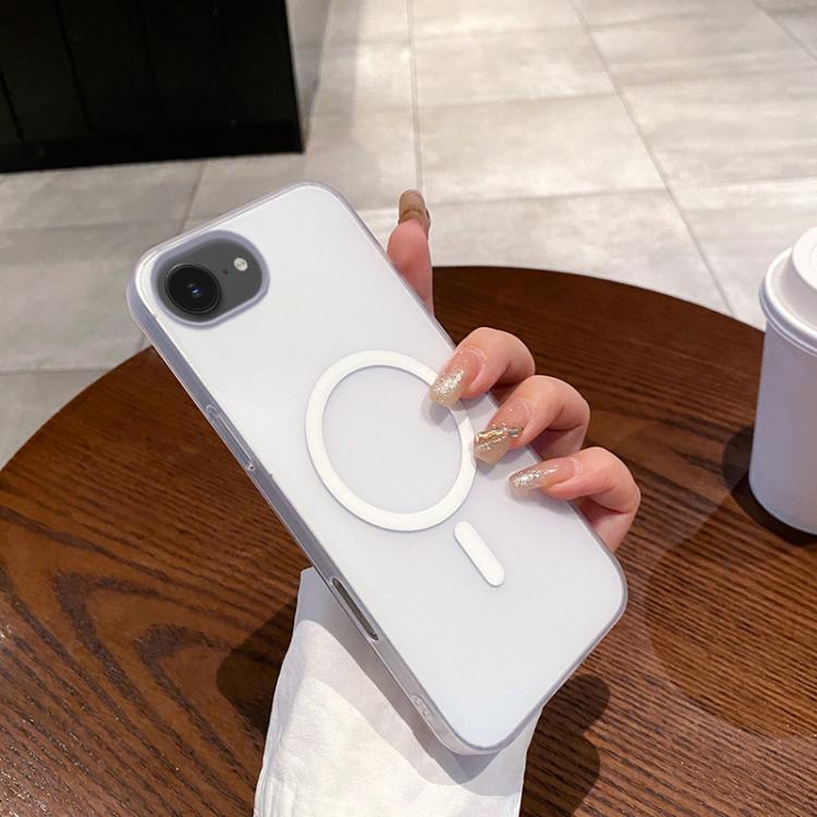 For iPhone 16e Ice Fog MagSafe PC Phone Case(White) by bashfashion