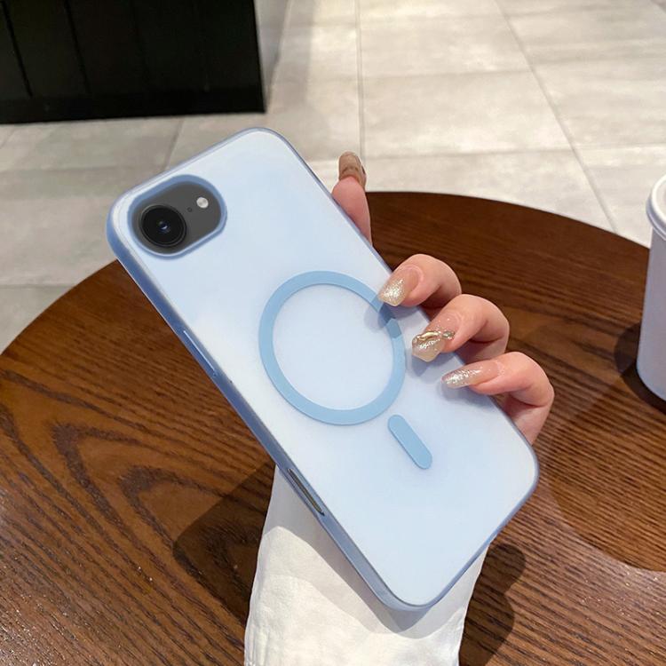 For iPhone 16e Ice Fog MagSafe PC Phone Case(Transparent Blue) by bashfashion