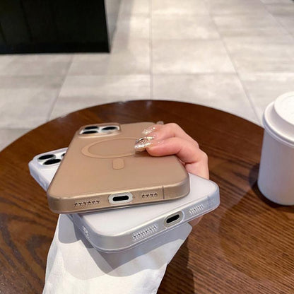 For iPhone 16e Ice Fog MagSafe PC Phone Case(Transparent Pink) by bashfashion